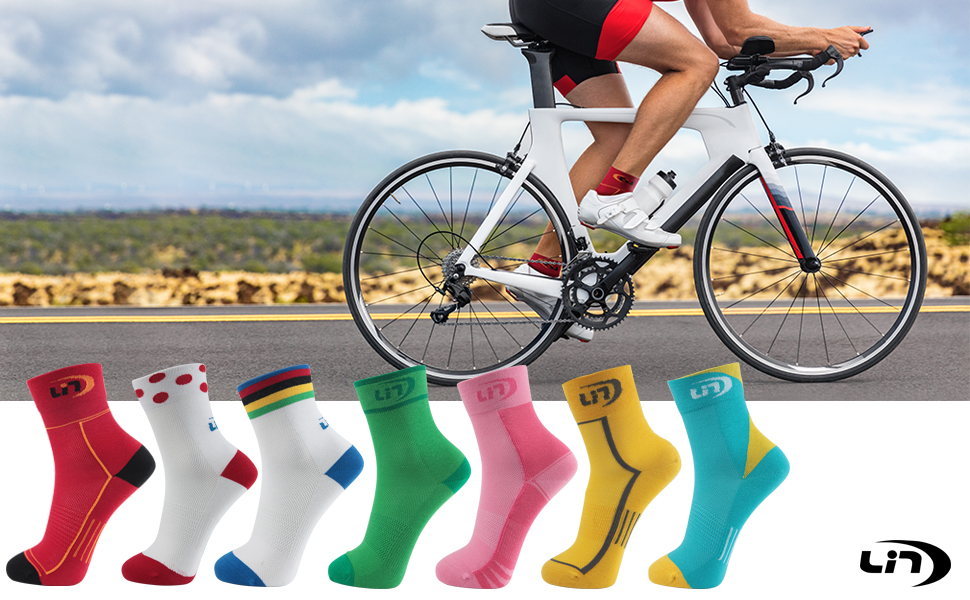 Buy Lin 7 Pack Cycling Socks for Men and Women Funny Color Biking Socks  Performance Athletic Crew Socks at